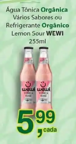 Supermercados Mundial Organica Varios Sabores ou Refrigerante Organico Wewi 255ml oferta