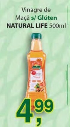 Supermercados Mundial Vinagre de Maca s/ Gluten Natural Life 500ml oferta