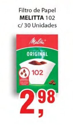 Supermercados Mundial Filtro de Papel Melitta 102 c/30 unids. oferta