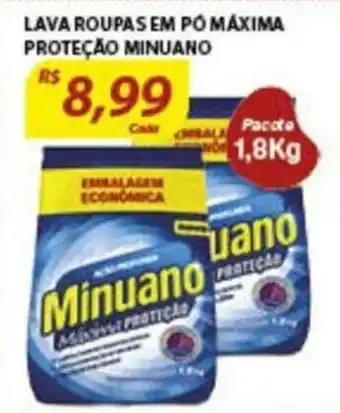 Assaí Atacadista Lava roupa em po maxima Protecao Minuano 1.8kg oferta