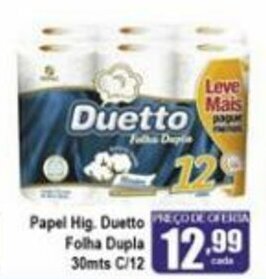 Papel Hig. Duetto Folha Dupla 30mts c/12