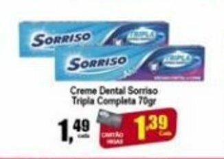 Higa's Supermercado Creme Dental Sorriso Tripla Completa 70g oferta