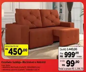 Deltasul Estofado Sublime Reclinavel e Retratil oferta
