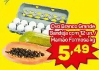 Compre Bem Ovo Branco Grande Bandeja com 12 un./ Mamao Formosa 1kg oferta