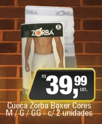 Cueca Zorba Boxer Cores M/G/GG - c/2 unidades