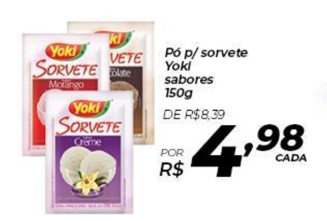 Pó para Sorvete Morango Yoki Pacote 150g