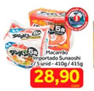 Shibata Supermercados Macarrao Importado Sunaoshi c/5 unid 410g/415g oferta