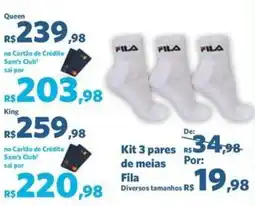 Kit 3 pares de meias Fila