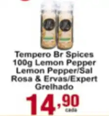 Tempero Br Spices 100g Lemon Pepper, Lemon Pepper/ Sal Rosa & Ervas/ Expert Grelhado