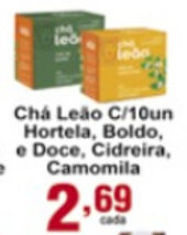 Rossi Supermercado Cha Leao c/10un Hortela, Boldo, e Doce, Cideira, Camomila oferta