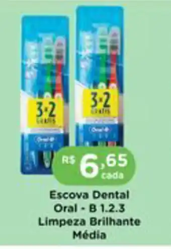 Escova Dental Oral-B 1.2.3 Limpeza Brilhante Media
