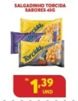 Atacadão Centro Sul Salgadinho Torcida sabores 45g oferta