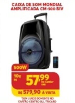 Atacadão Centro Sul Caixa de Som Mondial Amplificada Cm-500 BIV oferta