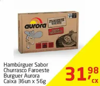 Tenda Atacado Hambúrguer sabor churrasco faroeste burger aurora caixa 36 un x 56 g oferta