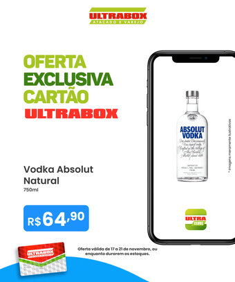 Ultrabox Vodka Absolut Natural 750ml oferta