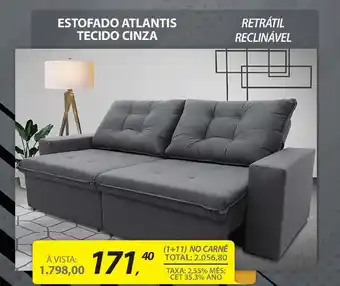 Lojas Cem Estofado atlantis tecido cinza oferta