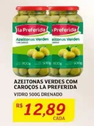 Assaí Atacadista Azeitonas verdes com caroços la preferida vidro drenado oferta