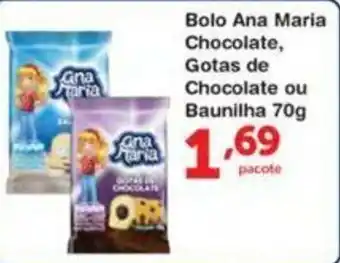Roldão Bolo Ana Maria Chocolate, Gotas de Chocolate ou Baunilha 70g oferta