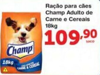 Roldão Racao para caes Champ Adulto de Carne e Cereais 18kg oferta
