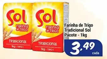 Shibata Supermercados Farinha de Trigo Tradicional Sol Pacote 1kg oferta