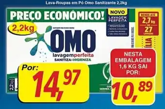Supermercados Guanabara Lava roupas em po Omo Sanitizante 2.2kg oferta