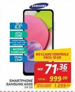 GBarbosa Smartphone samsung a03s 64 gb oferta
