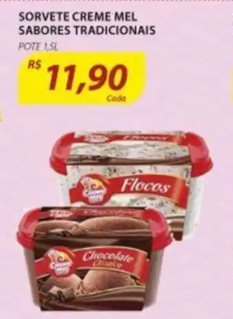 Sorvete Creme Mel Sabores Tradicionais 1.5KL
