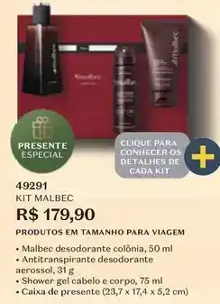 O Boticário Malbec - kit para viagem oferta