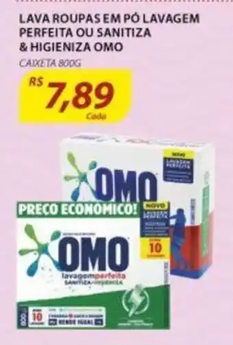 Assaí Atacadista Lava Roupas em po Lavagem Perfeita ou Sanitiza & Higieniza Omo 800g oferta