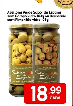 Supermercados Princesa Azeitona Verde Sabor de España sem Caroço vidro ou Recheada com Pimentão vidro oferta