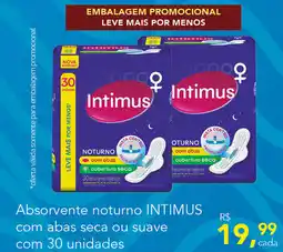 Cometa Supermercados Absorvente noturno INTIMUS com abas seca ou suave com 30 unidades oferta