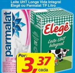 Leite UHT Longa Vida Integral Elege ou Parmalat TP Litro