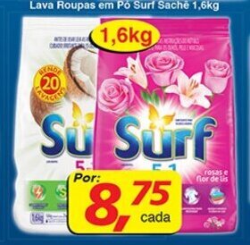 Supermercados Guanabara Lava Roupas em po Surf sache 1.6kg oferta