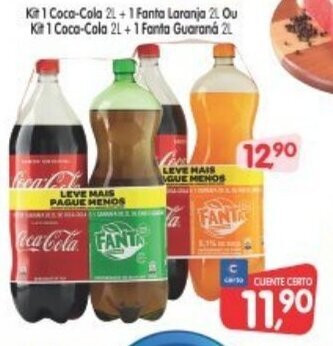 Cercadão Kit 1 Coca Cola 2L + 1 Fanta Laranja 2L ou Kit 1 Coca Cola 2L + 1 Fanta Guarana 2L oferta