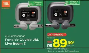 Ibyte Fone de Ouvido JBL Live Beam 3 oferta