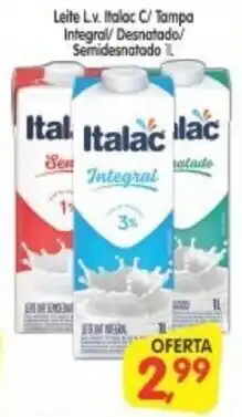 Cercadão Leite L.V. Italac c/ Tampa Integral/ Desnatado/ Semidesnatado 1L oferta