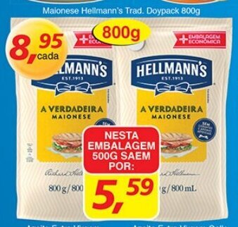 Supermercados Guanabara Maionese Hellmann's Trad. Doypack 800g oferta