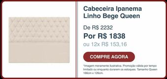 Euro Colchões Cabeceira ipanema linho bege queen oferta