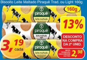 Supermercados Guanabara Biscoito Leite Maltado Piraque Trad. ou Light 160g oferta