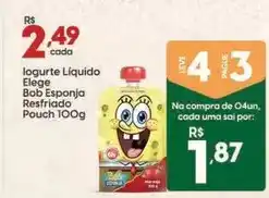 Supper Rissul Elegê - iogurte líquido bob esponja resfriado pouch oferta