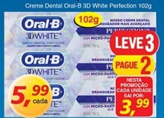 Supermercados Guanabara Creme Dental Oral B 3D White Perfection 102g oferta