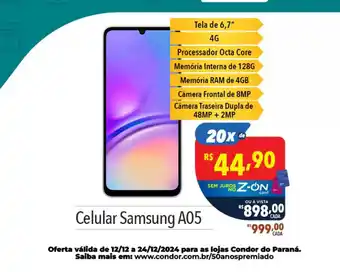 Supermercados Condor Celular Samsung A05 oferta