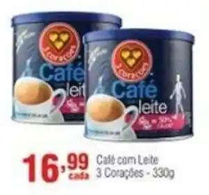 Veran Supermercados Cafe com Leite 3 Coracoes 330g oferta