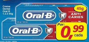 Supermercados Guanabara Creme Dental Oral B 1.2.3 45g oferta
