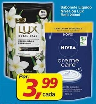 Supermercados Guanabara Sabonete Liquido Nivea ou Lux Refil 200ml oferta