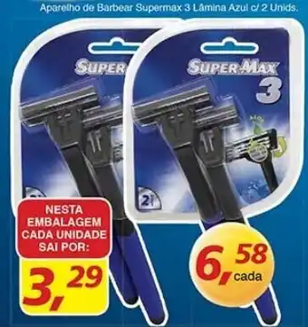 Supermercados Guanabara Aparelho de Barbear Supermax 3 Lamina Azul c/2 unids oferta