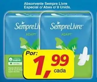 Supermercados Guanabara Absorvente Sempre Livre Especial c/ abas c/8 unids. oferta