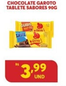 Atacadão Centro Sul Chocolate Garoto Tablete Sabores 90g oferta