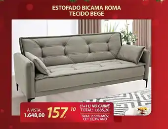 Lojas Cem Estofado bicama roma tecido bege oferta