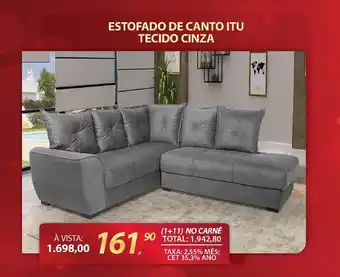 Lojas Cem Estofado de canto itu tecido cinza oferta